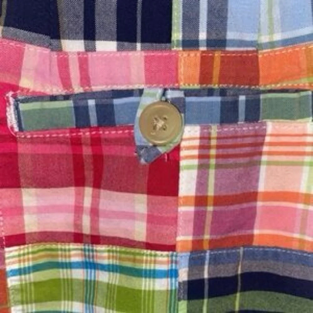 L.L.Bean Favorite Fit Patchwork Madras Plaid Skirt Multicolor Cotton Size 4 - Picture 8 of 12